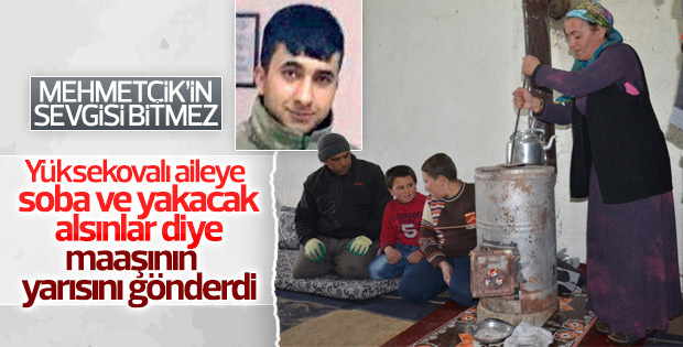 Cizre'de görevli asker Yüksekova'daki aileye yardım etti