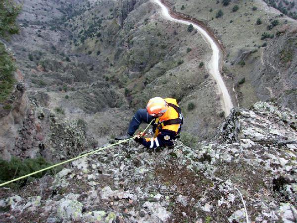 Uçurumda mahsur kalan keçileri kurtarma operasyonu