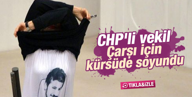 CHP'li Melda Onur protesto için kürsüde soyundu