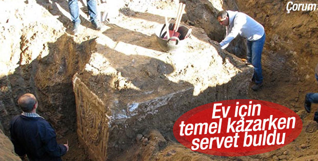 Çorum'da ev için temel kazan köylü servet buldu