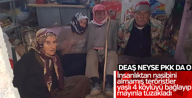 Teröristler yaşlı köylüleri bağlayıp mayınla tuzakladı