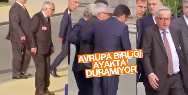 Juncker NATO galasında ayakta duramadı