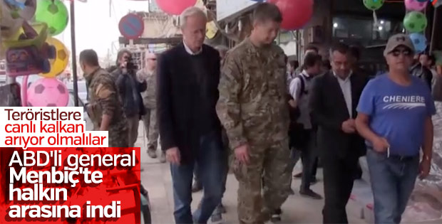 ABD'li komutanlar Menbiç kent merkezine indi