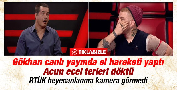 O Ses Türkiye'de Gökhan canlı yayında el hareketi yaptı