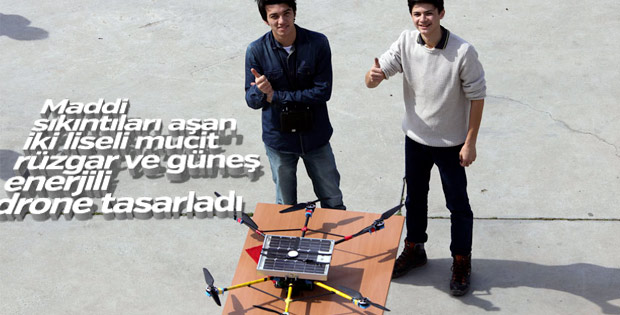 Liseli mucitler rüzgar ve güneş enerjili drone tasarladı