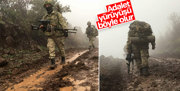 Zorlu hava şartları Mehmetçik'e engel olamadı