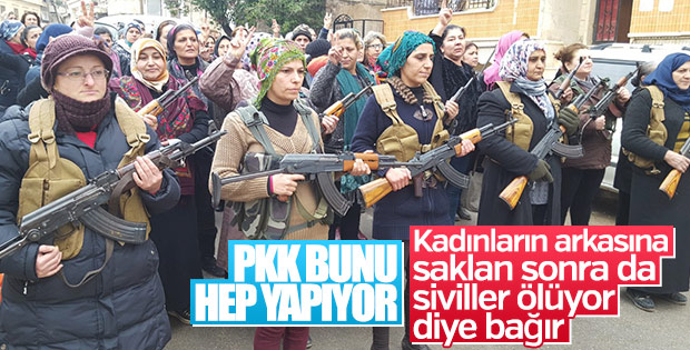 Afrin'deki sivil görünümlü kadın teröristler
