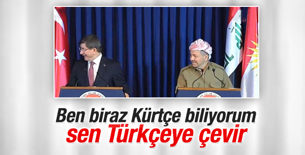 Barzani ve Davutoğlu'nun toplantısında tercüman güldürdü İZLE