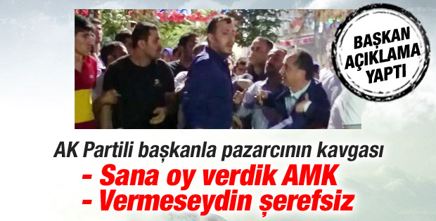 Ak Partili başkanla seyyar satıcının kavgası İZLE