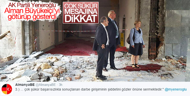 Alman Büyükelçi bombalanan Meclis'i ziyaret etti