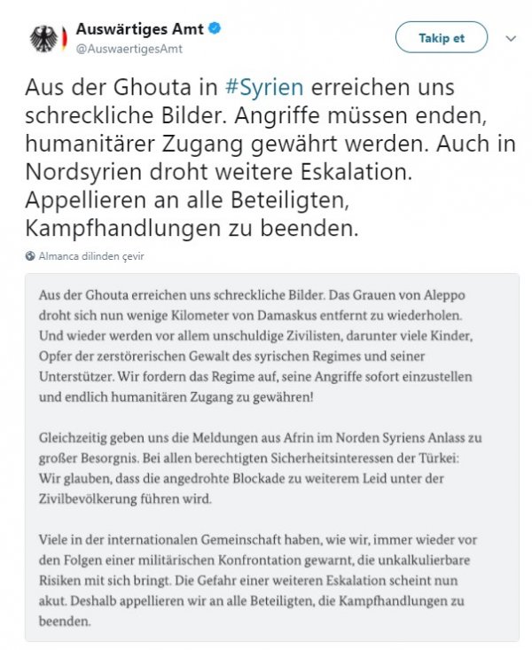 Almanya TSK'nın Afrin operasyonundan kaygılı