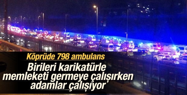 Boğaziçi Köprüsü'nden geçen ambulanslar Tekirdağ'a gidiyor