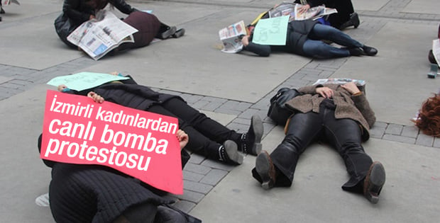 İzmirli kadınlardan canlı bomba protestosu