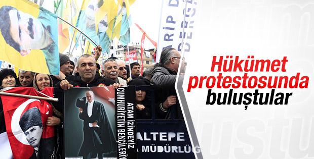 Laik eğitim mitinginde Atatürk ve Öcalan posterleri