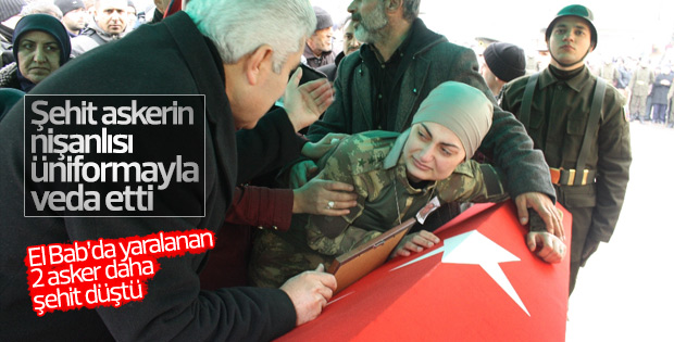 Şehit askerin nişanlısından üniformalı veda