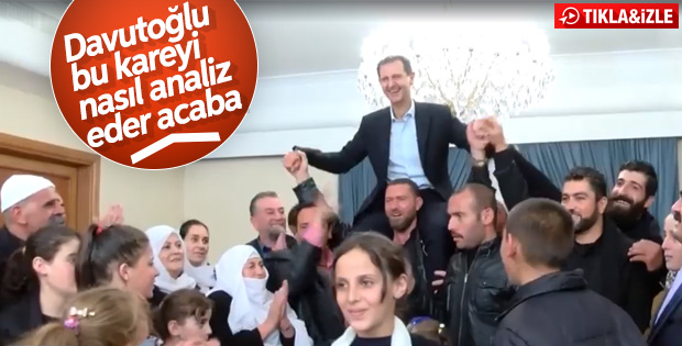 Suriyeliler Esad’ı omuzlarında taşıdı