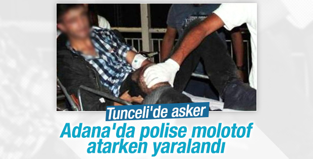 İzne gelen asker polise molotof atarken yaralandı