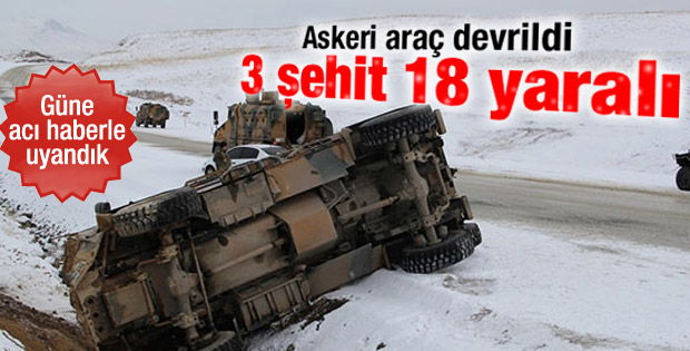 Van'da askeri araç devrildi: 3 şehit, 18 yaralı