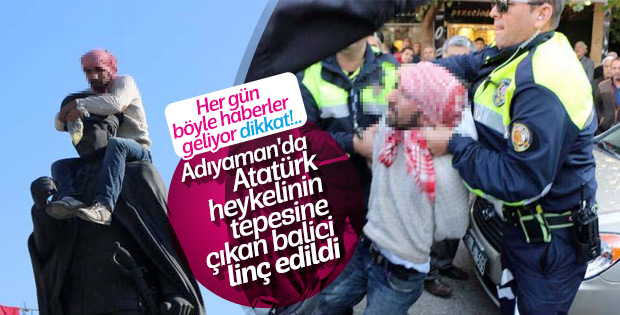 Atatürk heykeline çıkan kişiye linç girişimi