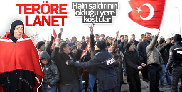 Kayseri halkı saldırının olduğu alana akın etti
