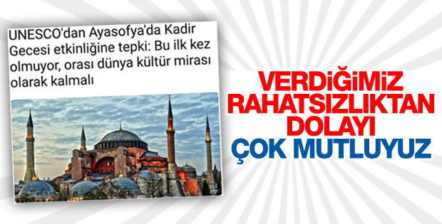 Ayasofya'da ezan okunması UNESCO'yu da rahatsız etti