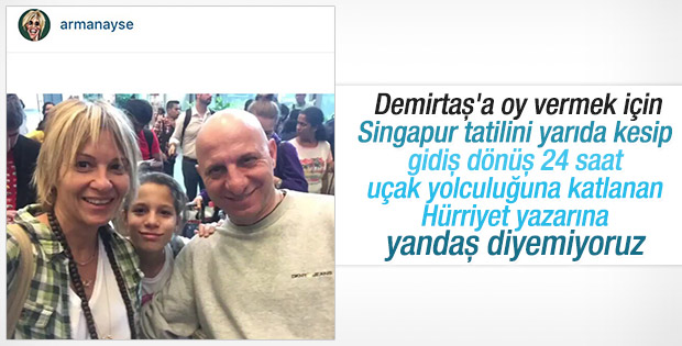 Ayşe Arman HDP'ye oy vermek için tatilini yarıda kesti