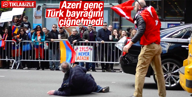 ABD'de Azeri genç Türk bayrağını yerde bırakmadı