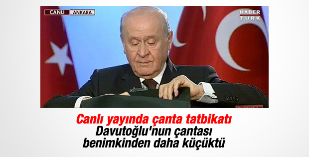 Bahçeli çantasını canlı yayında açtı