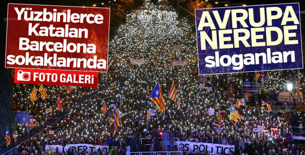 Barselona'da tutuklu Katalan siyasiler için gösteri