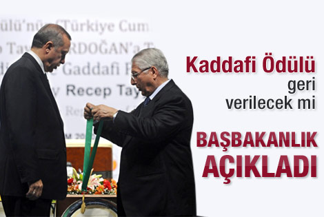 Başbakanlık'tan Kaddafi ödülü açıklaması