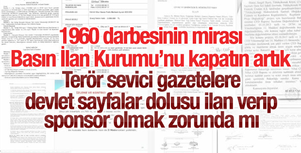 Terör sevici gazetelere resmi ilan verilmeyecek