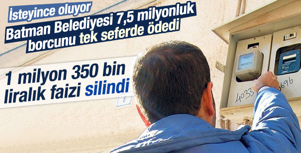 Batman Belediyesi DEDAŞ'a elektrik borcunu ödedi