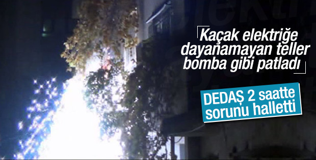 Batman'da kaçak elektrik telleri patlattı