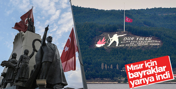 Mısır için Türk bayrakları yarıya çekildi