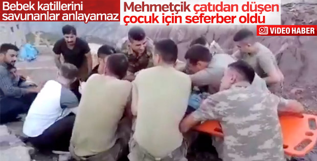 Çatıdan düşen çocuğa ilk müdahale askerlerden