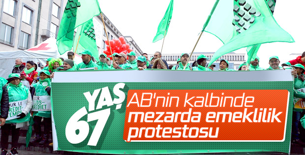 Brüksel'de emeklilik protestosu
