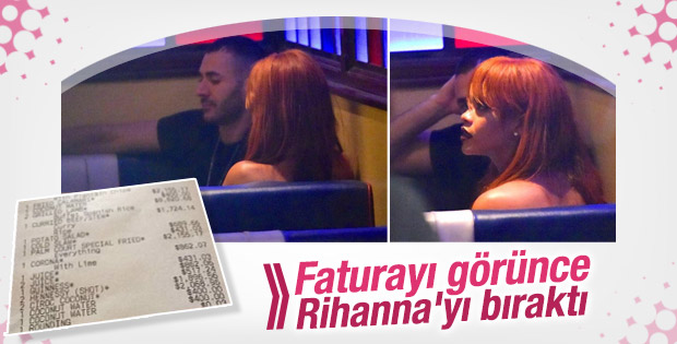 Benzema Rihanna ile yediği yemeğe 90 bin TL ödedi