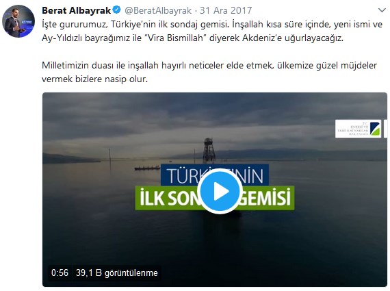 Enerji Bakanı: Türk bayraklı sondaj gemimiz Akdeniz'de