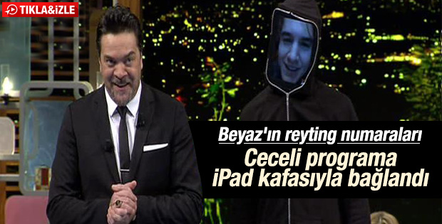 Mustafa Ceceli Beyaz Show'a iPad'den katıldı