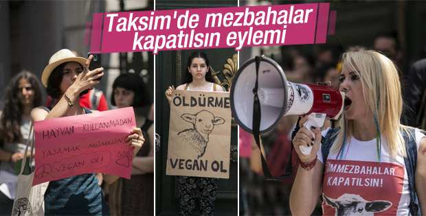 Taksim'de tüm mezbahalar kapatılsın protestosu