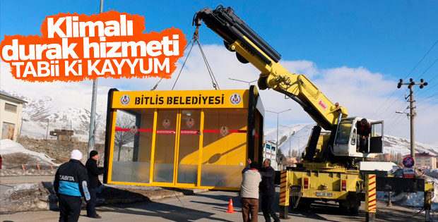 Bitlis Belediyesi'nden klimalı otobüs durağı