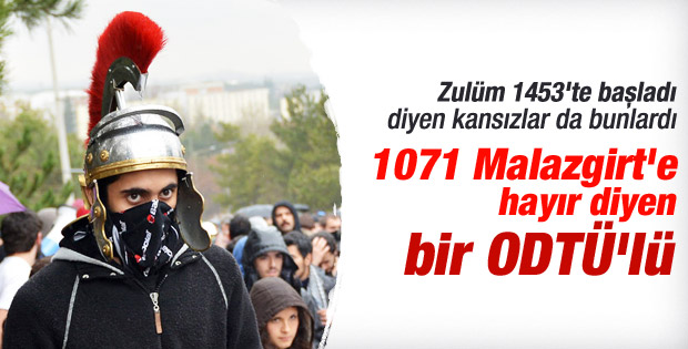 ODTÜ'de yol protestosuna Bizans kıyafetiyle katıldı
