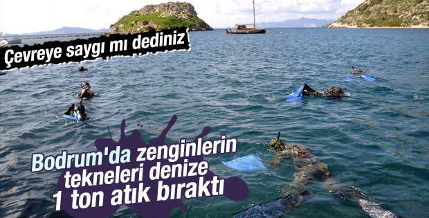 Bodrum'da deniz dibinden 1 ton atık çıkarıldı