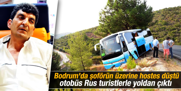 Bodrum'da otobüs kazası: Hostes şoförün üzerine düştü İZLE