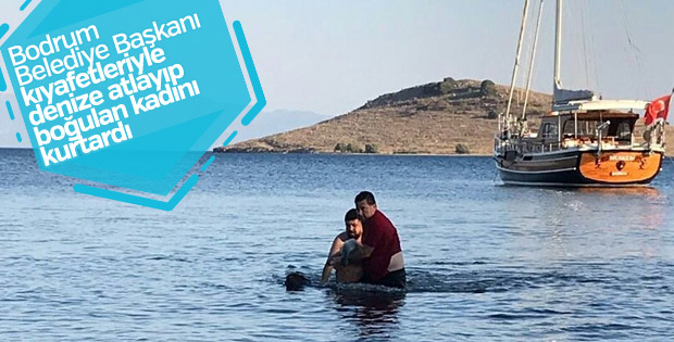 Bodrum Belediye Başkanı boğulan kadının hayatını kurtardı