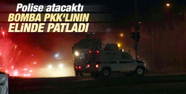 Diyarbakır'da göstericinin elinde bomba patladı