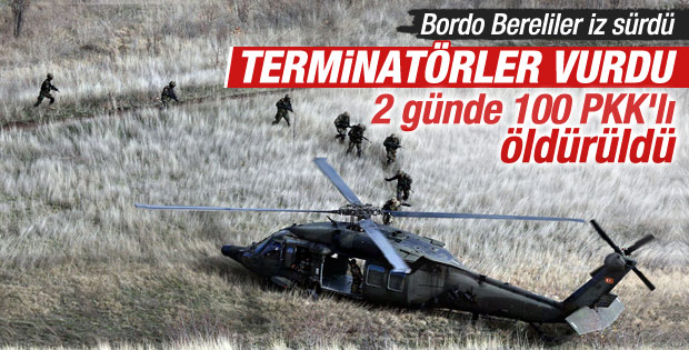 Bordo bereliler Kuzey Irak'a girdi: 100 PKK'lı öldürüldü