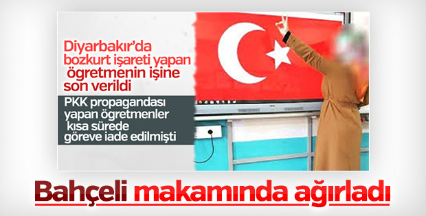 Bahçeli bozkurt işareti yapan öğretmen ile görüştü