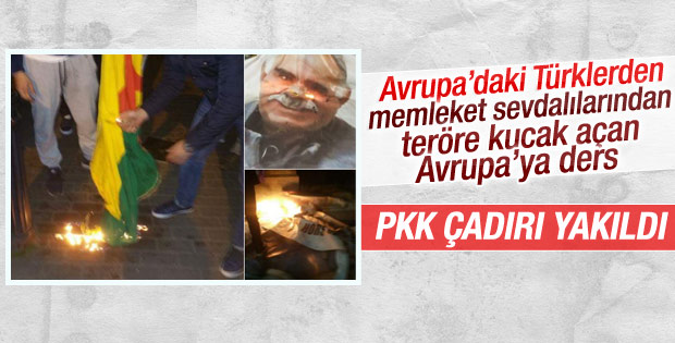 Belçika'da PKK çadırı yakıldı