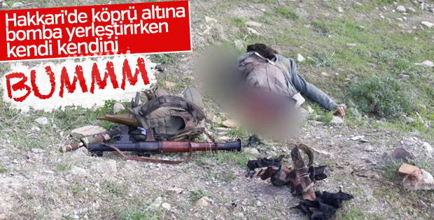 Bomba döşeyen terörist kendisini patlattı
